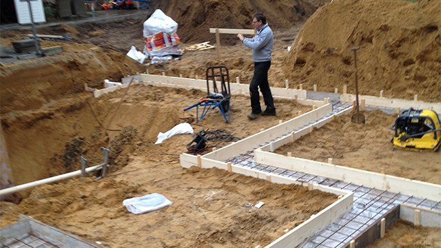 De fundering van de nieuwe aanbouw in Ermelo