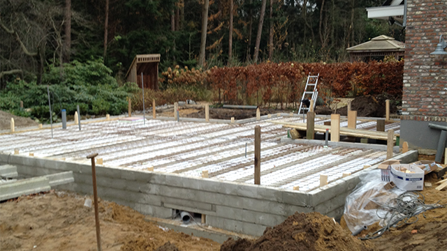 De fundering van de nieuwe aanleunwoning in Ermelo